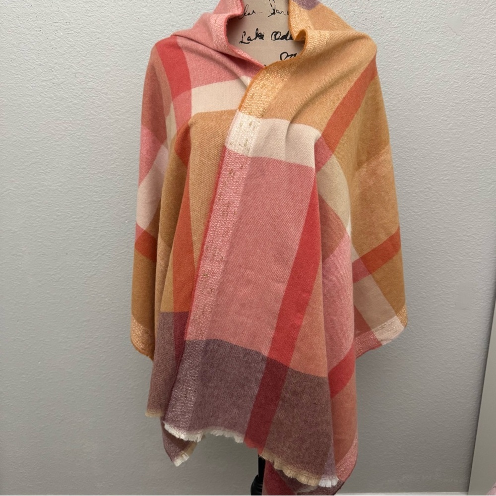 Vince Camuto Plaid Metallic Scarf One Size NWT